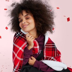 NWT VICTORIA’S SECRET Plaid Sherpa Blanket NEW